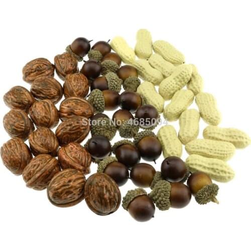 Gresorth Fake Nuts of Acorn Peanut Walnuts Artificial Fruits set for Food Kitchen Toy Home Christmas Party Decoration