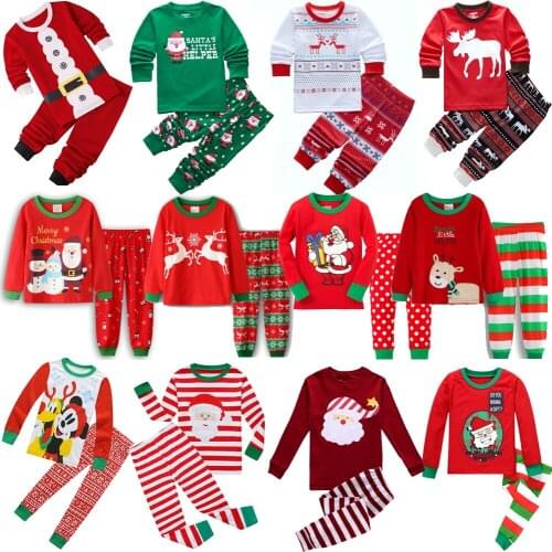 Autumn New Children Sets Christmas Pajamas Kids Boys Girls Mickey Cartoon Clothing Baby Nightwear Father Christmas Sleepwear Set