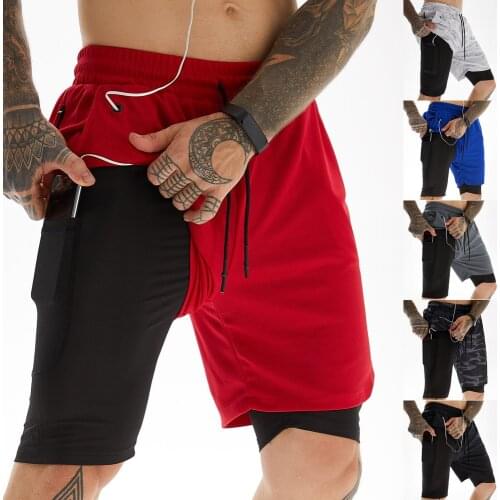 Running Shorts Men 2 in 1 Sports Training Jogging Fitness Shorts Summer Quick Dry Swim Beach Shorts Mens Gym Workout Short Pants