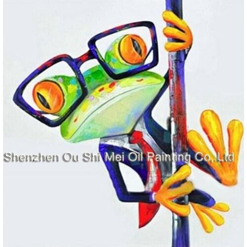 Modern Pole Dancing Glasses Frog Wall Pictures No Framed Painting for Bedroom Decor Hand painted Decoration Canvas Pictures