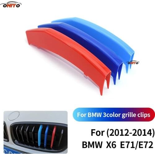 Car Styling 3 Colors Grille Clips ABS Plastic Stripe Clip Decal Bar Covers Kidney Grille Sticker For BMW X6 E71/E72 2012-2014