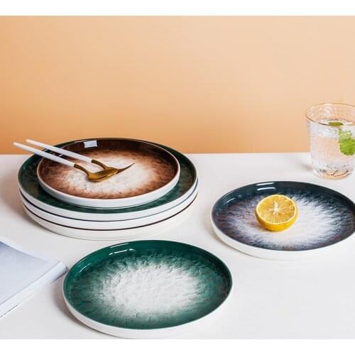 Creative Ceramic Stone Grain Pasta Plate Cold Dishes Fruit Plate Household Tableware Table Decoration Hotel Service Tray