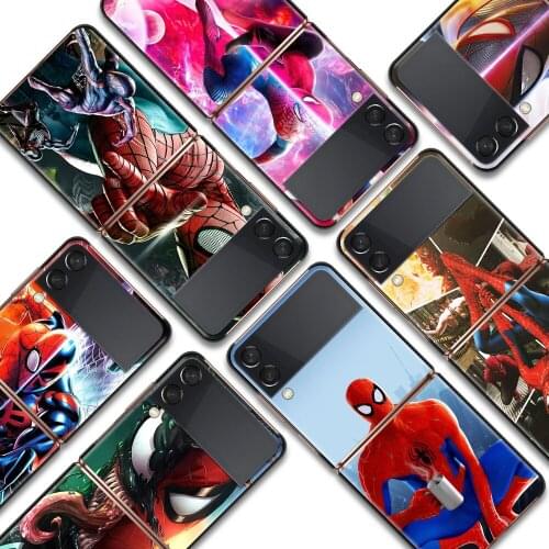 Marvel Spiderman Art Shockproof Cover for Samsung Galaxy Z Flip Flip3 5G Black Phone Case Shell Hard Fundas Coque Capa