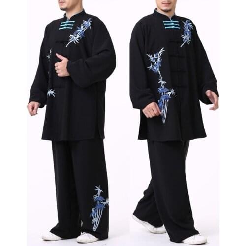 Unisex customized Autumn&Winter Embroidery bamboo taiji suit Tai chi performance clothing kung fu suits martial arts uniforms