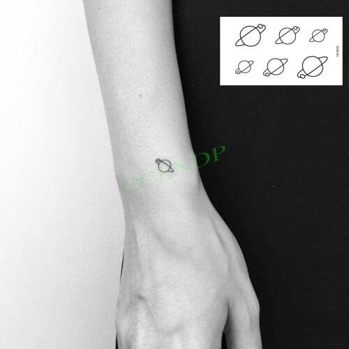 Waterproof Temporary Tattoo Stickers Planet Moon Star Circle Fake Tatto Flash Tatoo Neck Hand Back Foot Body Art for Women Men