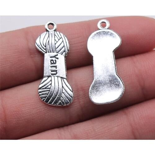 WYSIWYG 10pcs 31x12mm Yarn Woolen Charm Pendants For Jewelry Making Antique Silver Color Woolen Yarn Pendants Charm Yarn