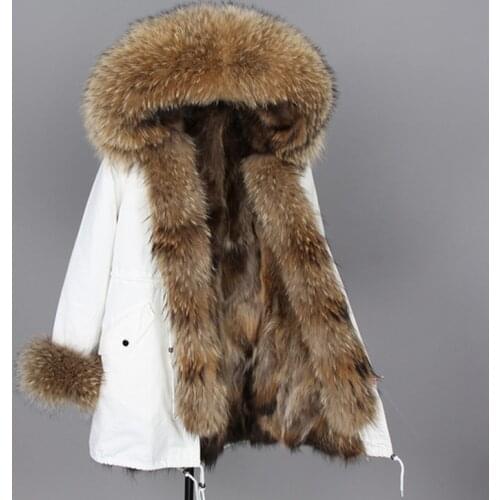 Womens Winter Parka With Real Fur 2020 New Fashion 100% natural Fox fur collar Waterproof WHITE jacket female Long Warm