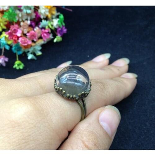 100sets/lot 15mm clear Glass Bubble vial glass dome with crown ring bronze plated tray setting set DIY vial pendant glass bubble