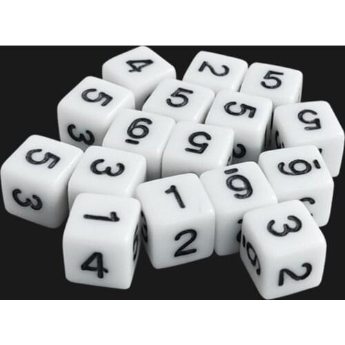 100pcs White Gaming Dice 8/10/16mm Standard Six Sided Decider Number Dice Birthday Parties Board Game Dice