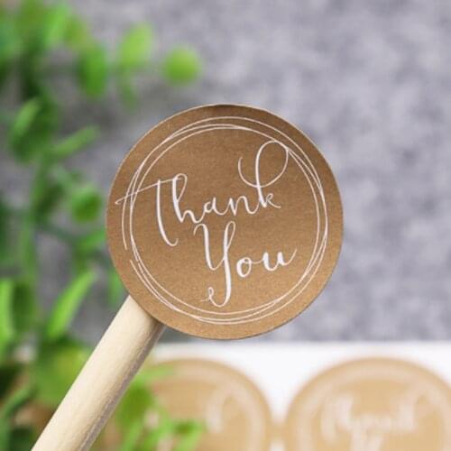 120pcs Brown Round Thank You Paper Label Sealing Sticker For DIY Handmad Self-adhesive Baking Cake Packaging Seal Label Gift Tag