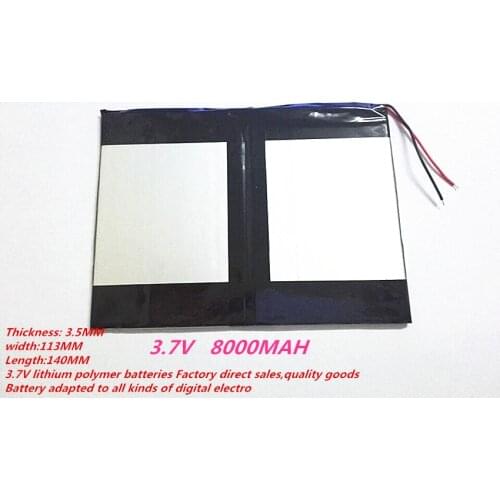 3.7V 35113140 battery dual core,gemei G6T,VI40 dual core,A11 Quad-Core,tablet pc battery 8000MAH SGR241