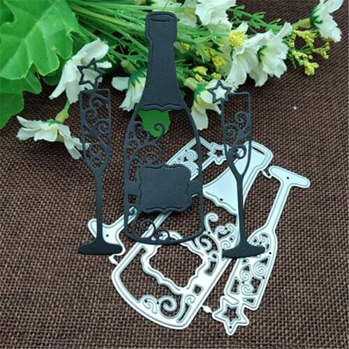 3PCS Wine Bottle CupMetal stencil mold Cutting Dies decoration scrapbook die cuts Album Paper Craft Embossing DIY Card Crafts