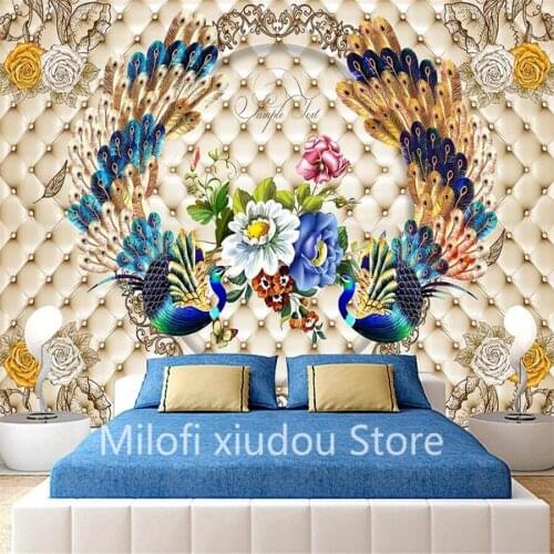 Milofi custom 3D wallpaper mural peacock bud open screen flower bud background wall for living room decoration painting wallpape