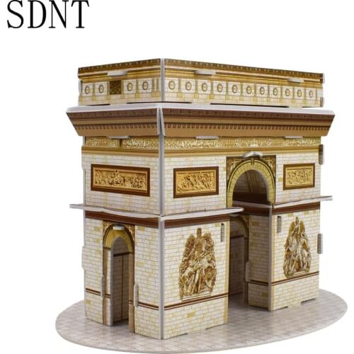 3D Puzzle Paper Building Model Toys for Kids DIY Arc de Triomphe Famous Sights Cardboard Model Kit Educational Toys for Children