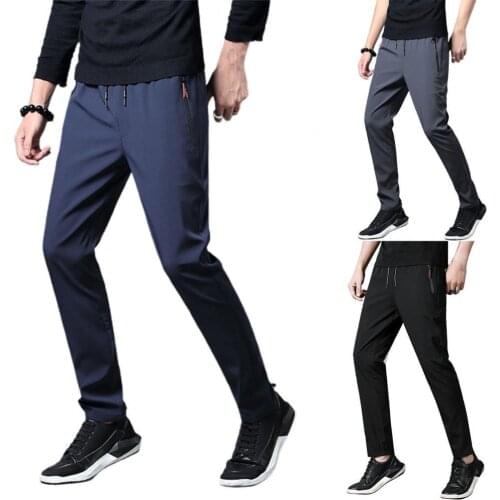 50% Hot Sales Pants Elastic Quick Dry Male Men Solid Color Thin Pants for Going Out