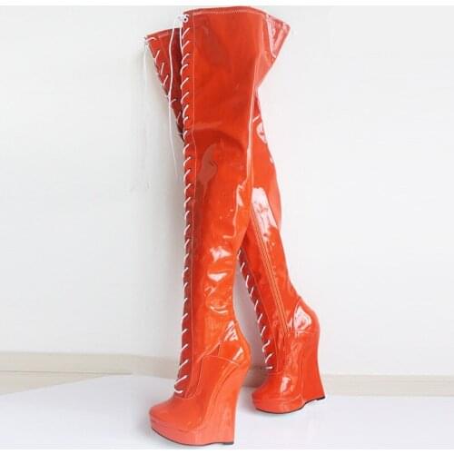 7.08in High Height Womens Sex Boots Party Boots Wedges Heel Over-the-Knee-High Boots US Size 6-14 No.MT1811