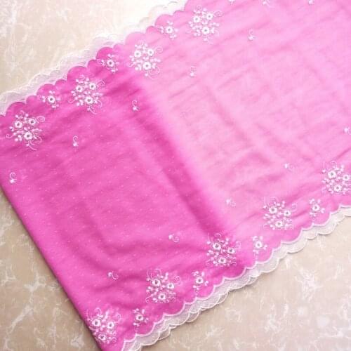 8Meters Two Layers Embroidery Lace Fabric Trim Ribbons Pink DIY Sewing Garment Clothing Handmade Materials Accessories 32cm Wide