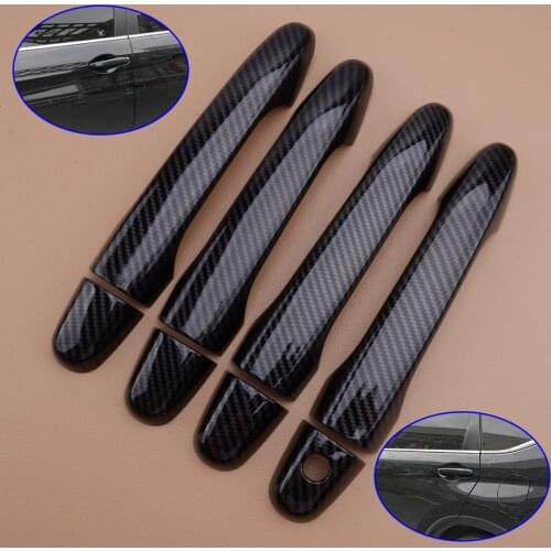 8pcs/Kit Carbon Fiber Style Door Handle Cover Protector Trim NO Smart Keyhole fit for Honda CRV Civic 2012-2015