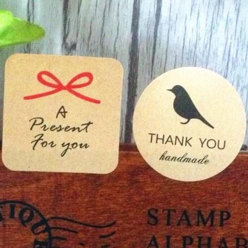 80PCS/lot Vintage Birds For You+Thank You series kraft paper seal sticker for baking DIY Package label Decoration label sticker