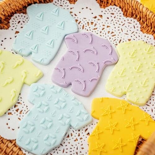 Acrylic Sailboat Starfish Dolphin Pattern Cookie Embosser Mold Cake Cookie Cutter Fondant Sugar Craft Cookies Stamp EmbossedMold