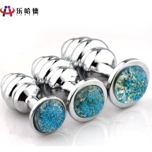 The Acquired Flower Anal Plug Luminous Blue Chrysanthemum Anal Plug Thread Silver Blue Flower Anal Plug