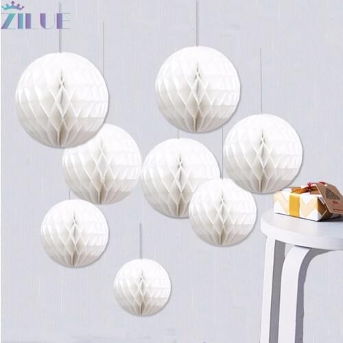 Zilue 10pcs/lot White Paper Flower Honeycomb Balls Decoration For Party Supply Wedding Decoration Baby Shower Paper Honeycomb