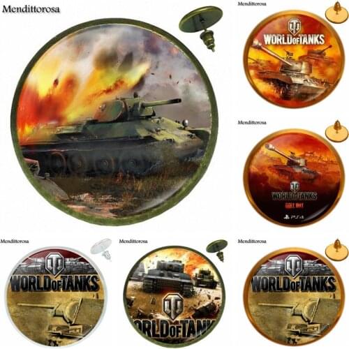 Bronze/Silver/Golden Clip Ear Hook Stud Earring Glass Cabochon Vintage Statement Jewelry For ValentineS Day Gift World of Tanks