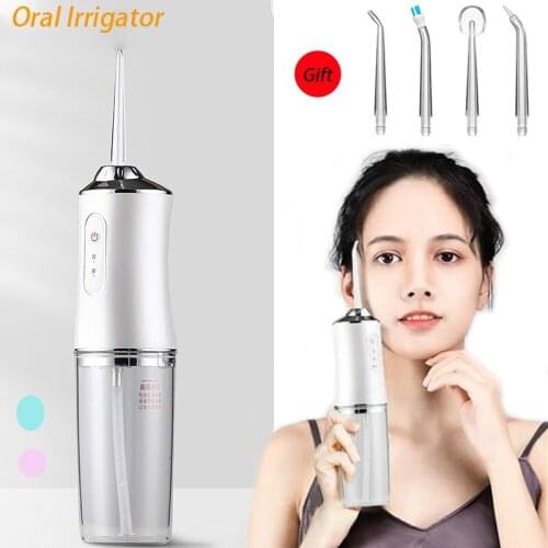 Home Portable Oral Irrigator USB Rechargeable Water Flosser Portable Dental Water Pick 240ML Water Tank Waterproof Teeth Cleaner