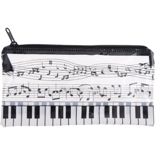 Music Note Piano Keyboard Pencil Case Plastic Transparent Pen Bag Student Gift R91A