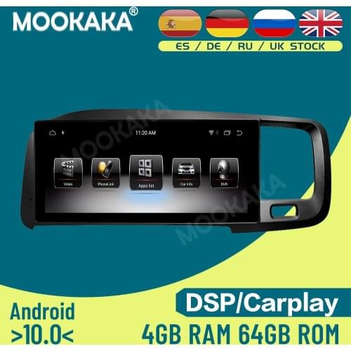 For Volvo S60 V60 11-14 Android 10.0 64G Car Multimedia Player GPS Navigation Auto Radio Stereo Head Unit Recorder Audio DSP