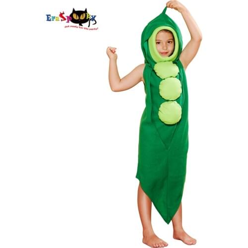 Eraspooky Funny Cartoon Princess Pea Pod Cosplay Children Halloween costume for kids Hooded Jumpsuit Girls Carnival Party Outfit