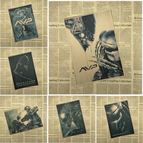 Alien vs Predator Movie Kraft Paper Poster Bar Cafe Living Room Dining room Wall Decorative Paintings