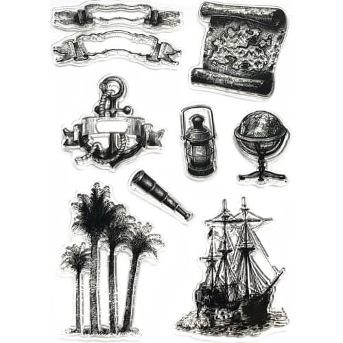 Happymems adventure clear stamps for scrapbooking explore card making decoration paper craft treasure map rubber stamps