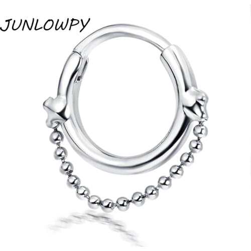 JUNLOWPY Septum Clicker Nose Ear Tragus HINGED SEGMENT RING Body Jewelry Piercing Helix Bar Hoop Nose Rings