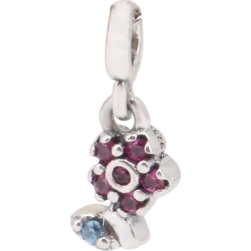 ME Pendant S925 Sterling Silver My Little Red Flower Pendant Creative Red Lip Charm Necklace Bracelet Pendant