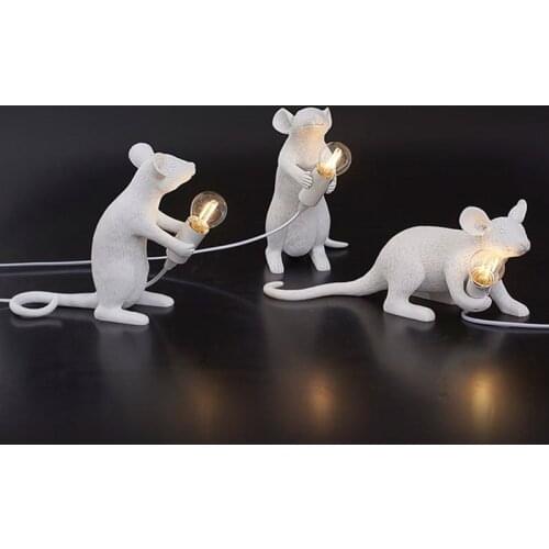 Postmodern Resin Rat Mouse Table Lamp Small Cute LED Night Lights Creative Desk Lamps Bedside Gift Decor Home Decor Desk Lights