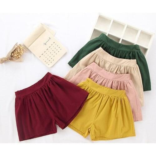 Summer Girls Shorts Candy Color Loose Style Kids Short Pant for 1 2 3 4 5 6 Year Baby Toddler Elastic Waist Children Trousers