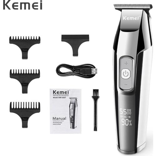 Kemei trimmer LCD display Hair clipper close to 0mm cutting machine T blade shaver electric trimer Multiple gear selection