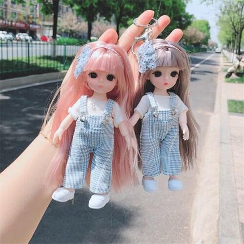 New Korean Fashion Cute Long Hair Doll Keychain Female Bag Charms Pendant Figure Key Chain Women Keyring Kids Party Jewelry Gift