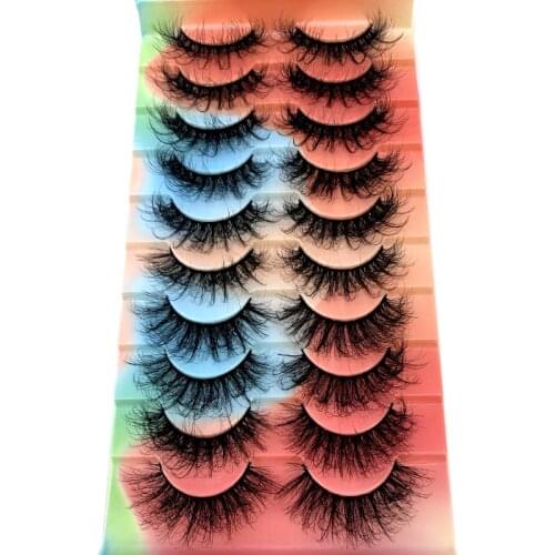 New 10 pairs of 25mm mink eyelashes 3D dramatic false eyelashes handmade fluffy eyelashes natural long 25mm eyelash extension