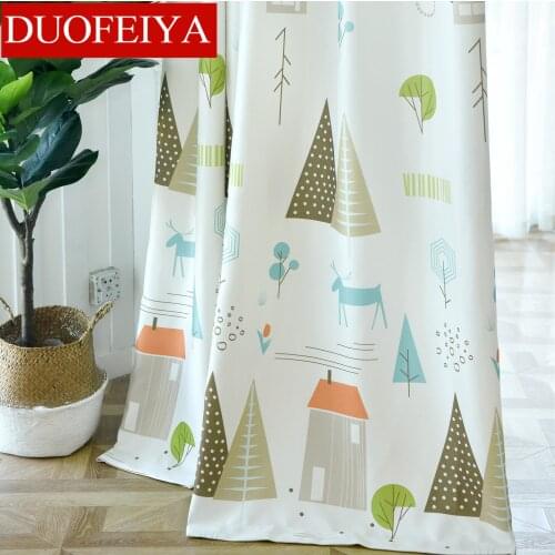 Simple Modern Nordic Plant Cotton Linen Personality Curtains for Living Dining Room Bedroom and Study Custom Curtain