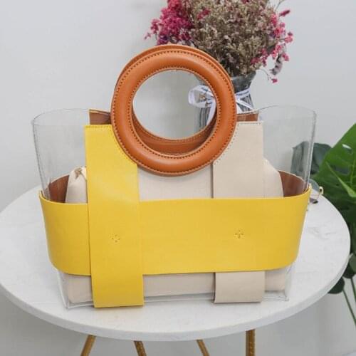 SUNNY BEACH Luxury Brand Clear PVC Women Handbags Color matching round portable Total Bag Shoulder Bag