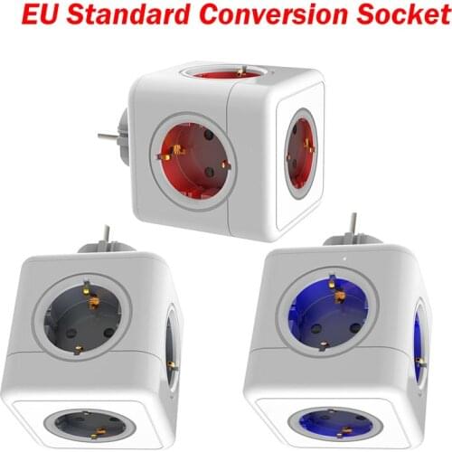 AKPDA Cube Power Strip EU Plug With USB Tpye-C Switch Smart Porous Socket 4 Outlet Wall Extension Desktop Fast Charging for Home