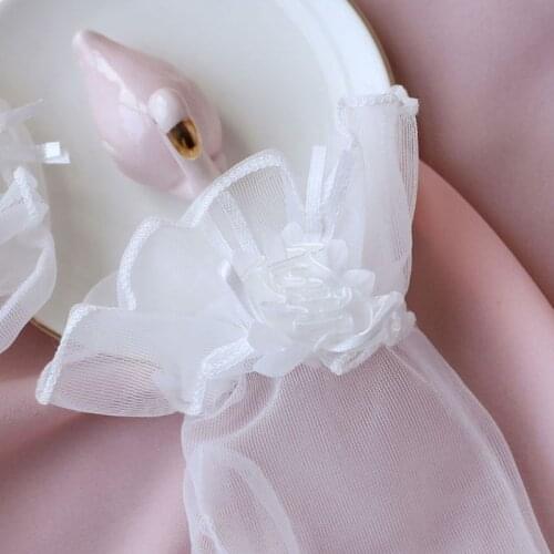 Bridal Gowns Accessories Thin Mesh Flowers with Fingers Short Gloves Fashion Glamour Lady Party Role Playing Glove