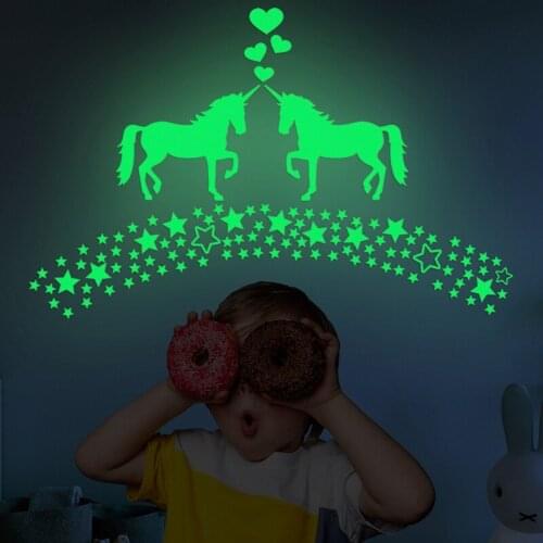 Luminous Unicorn Star Love Combination Fluorescent Childrens Room Wall Sticker Art, Home Decoration, Stickers, Wall Stickers