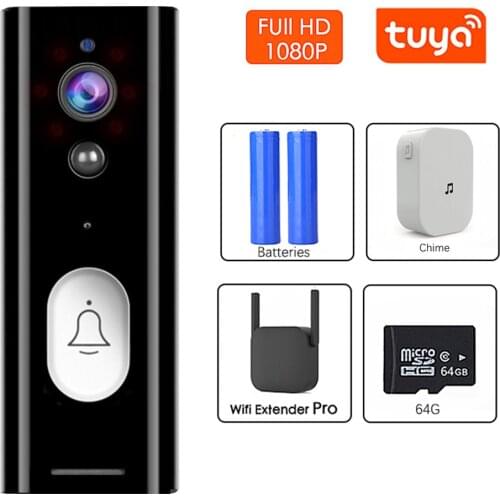 TUYA 1080P Full HD Smart Video Doorbell WIFI Wireless Home Camera Intercom Battery Door Bell 166 Degree View PIR Motion