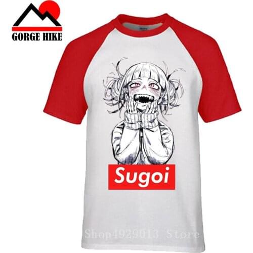 Japan Ahegao anime Sugoi himiko Mens Funny T-shirt Boku No Hero Academia T shirt men manga tshirt cartoon Waifu Tee