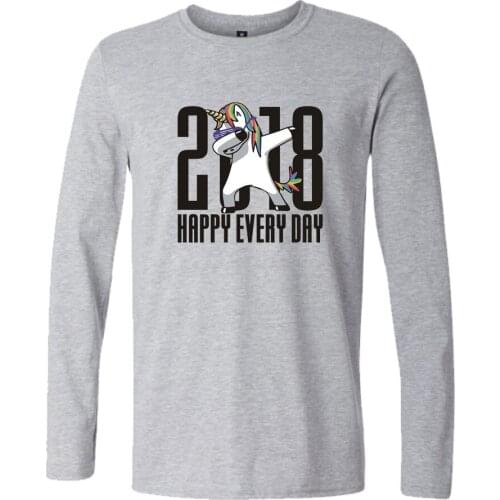 Dabbing Happy Every Day Funny Animal cartoon t-shirts print hip hop women men t shirts casual tee shirt long sleeve t-shirt tops