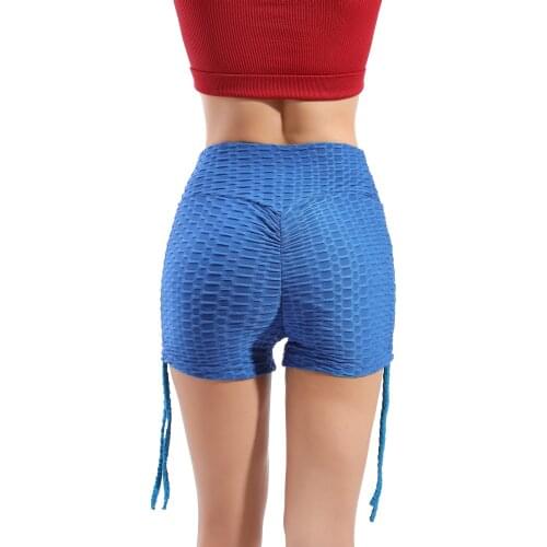 Summer hip lifting drawstring with knitted thread high waist rope womens yoga pants fitness pants honey pants
