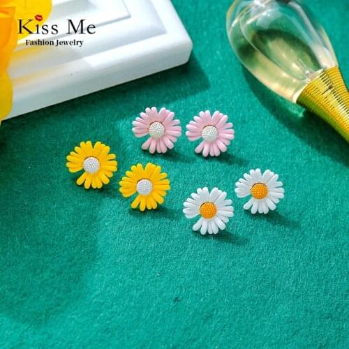 Kissme G-dragon Same Style Daisy Women Fashion Jewelry Set Multicolored Coating Alloy Cute Flower Earrings Bracelets Hairpins